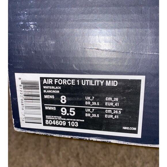 Nike Air Force 1 Mid 07 LV8, 804609-103, White/Black, Mens Basketball, Size 8 - Picture 8 of 12